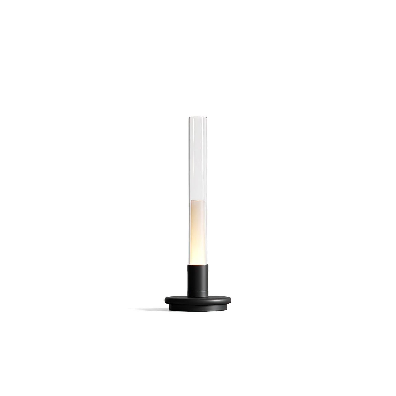 Minimalist Rechargeable Column Table Lamp Cordless Bedside Reading Light with Black Metal Body