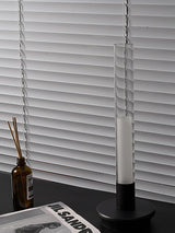 Minimalist Rechargeable Column Table Lamp Cordless Bedside Reading Light with Black Metal Body
