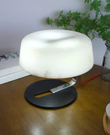 Modern Natural Alabaster Desk Lamp with Polished Metal Base and LED G9 Socket