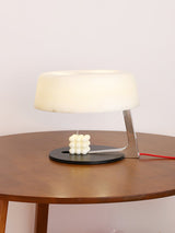 Modern Natural Alabaster Desk Lamp with Polished Metal Base and LED G9 Socket