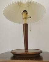 Modern Scandinavian Wooden Table Lamp with White Pleated Fabric Cone Shade