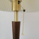 Modern Scandinavian Wooden Table Lamp with White Pleated Fabric Cone Shade