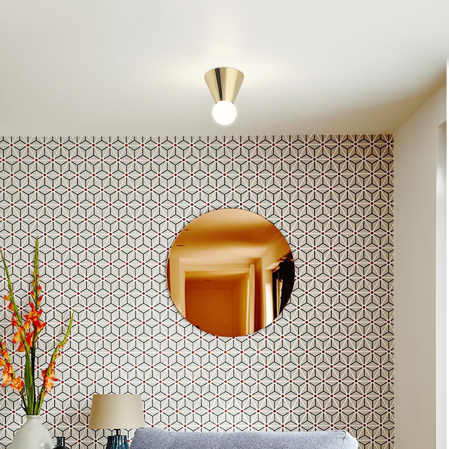 Modern Minimalist Conical Glass Ceiling Light Fixture for Indoor Use