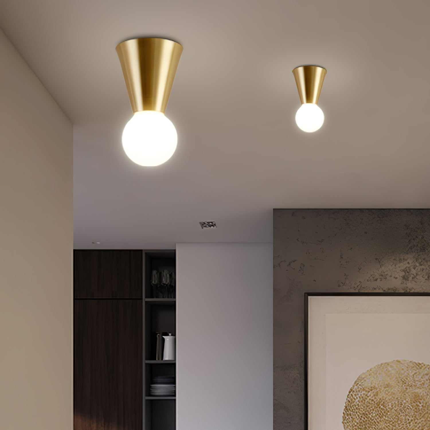 Modern Minimalist Conical Glass Ceiling Light Fixture for Indoor Use