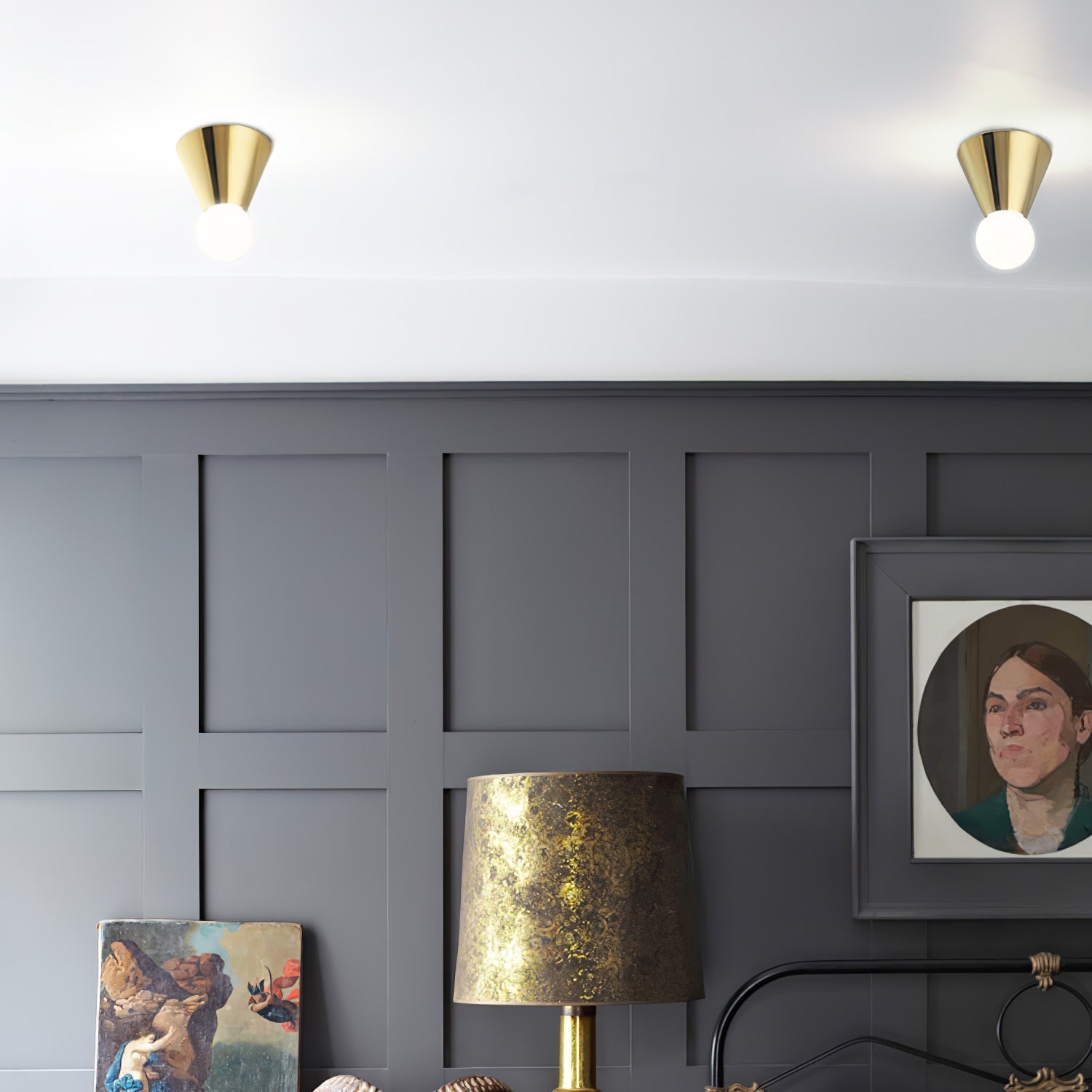 Modern Minimalist Conical Glass Ceiling Light Fixture for Indoor Use
