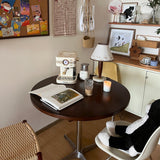 Modern Walnut Conical Table Lamp with White Fabric Shade and Marble Base