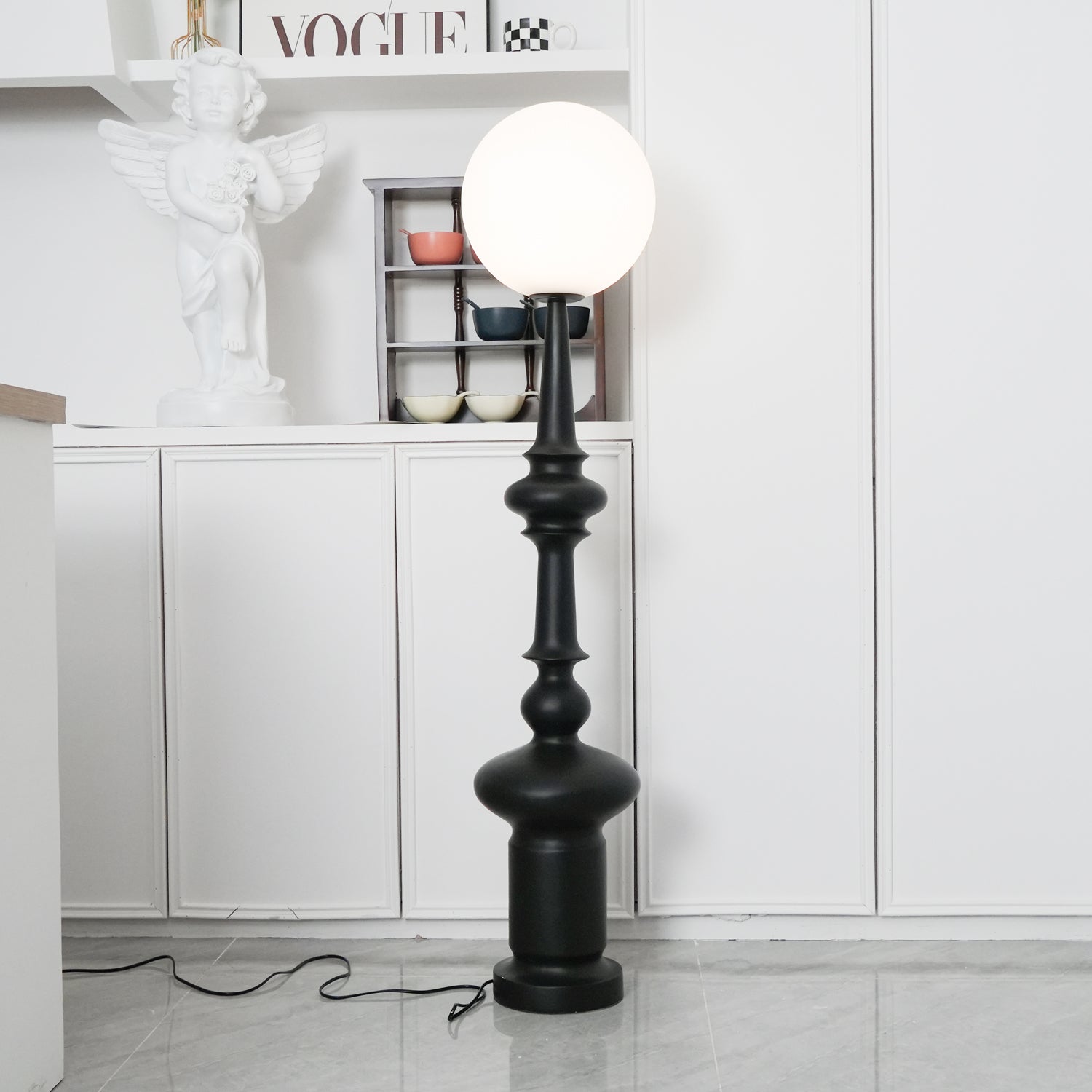 Roman Column Ambient Floor Lamp Classical Resin Standing Light for Living Room Bedroom