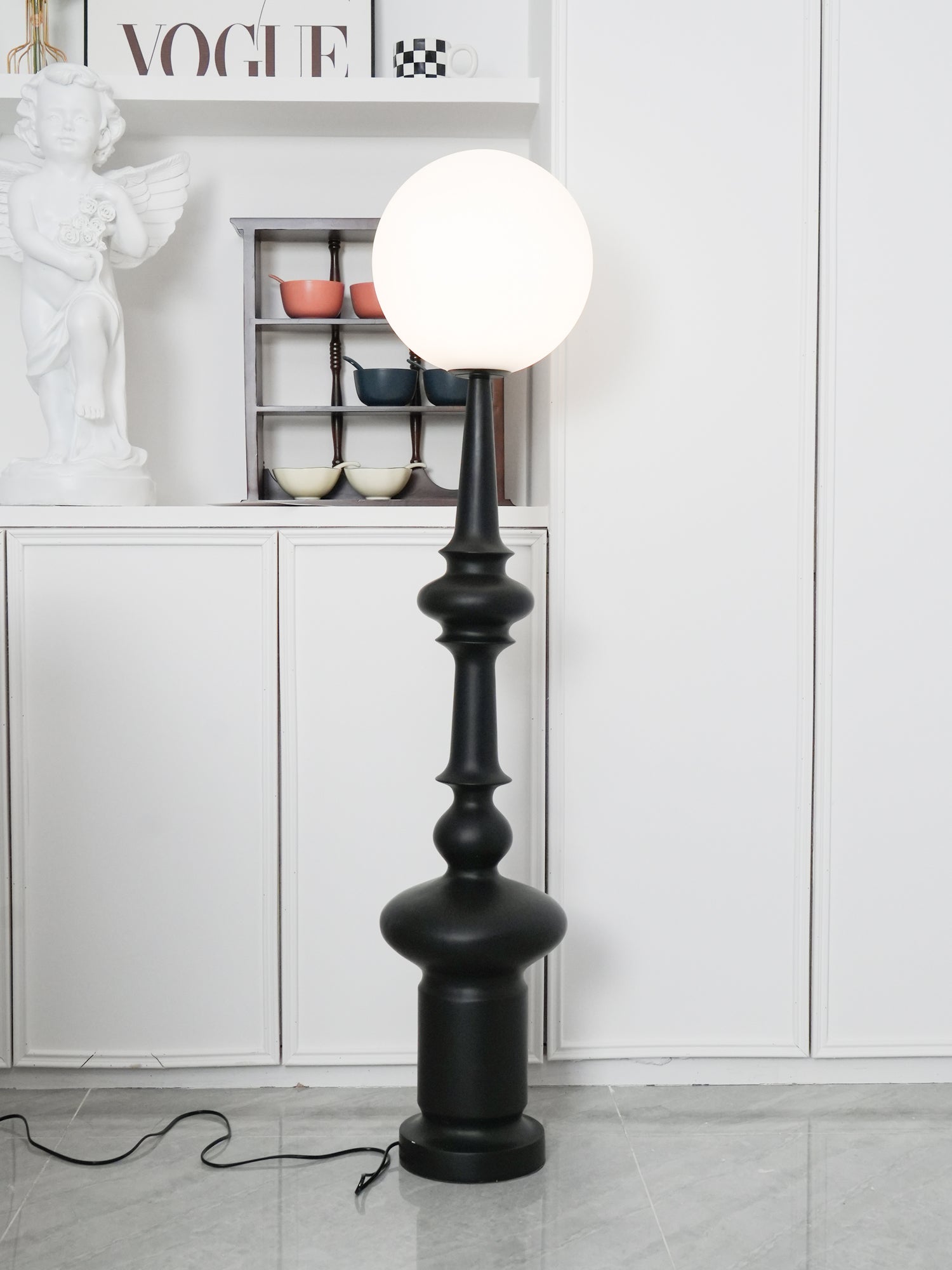 Roman Column Ambient Floor Lamp Classical Resin Standing Light for Living Room Bedroom