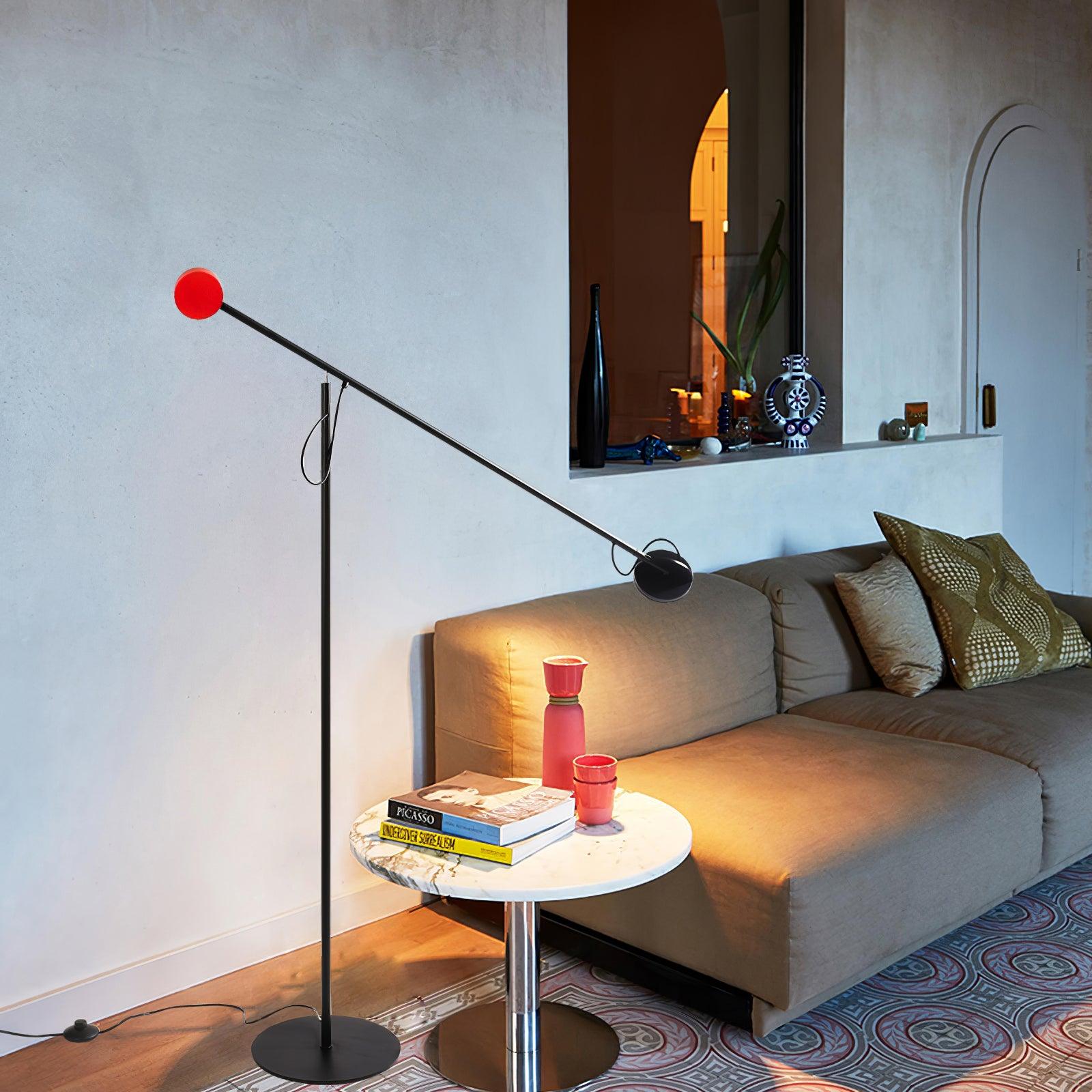 Precision Movement Adjustable LED Floor Lamp Modern Ambient Standing Light in Black and Red