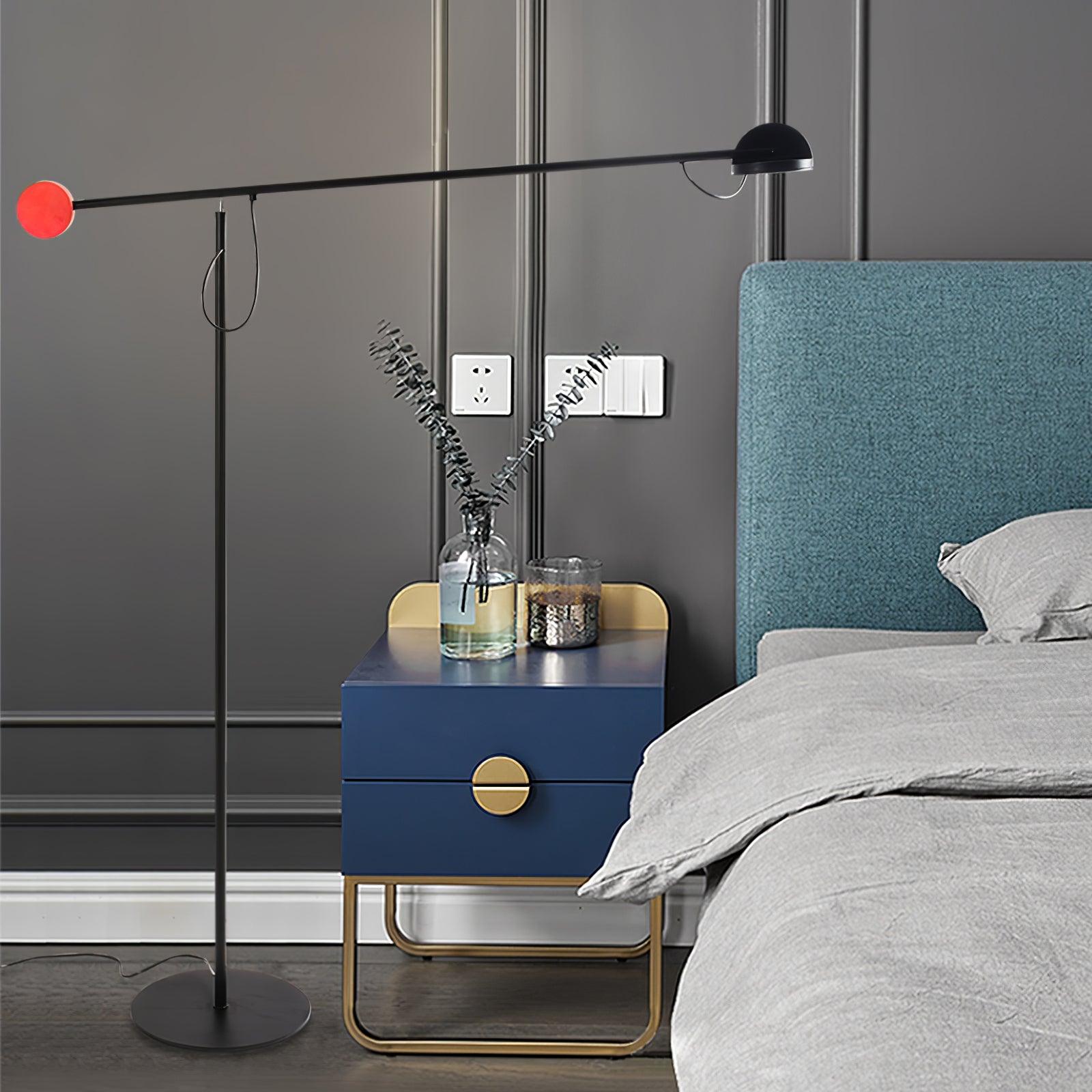 Precision Movement Adjustable LED Floor Lamp Modern Ambient Standing Light in Black and Red