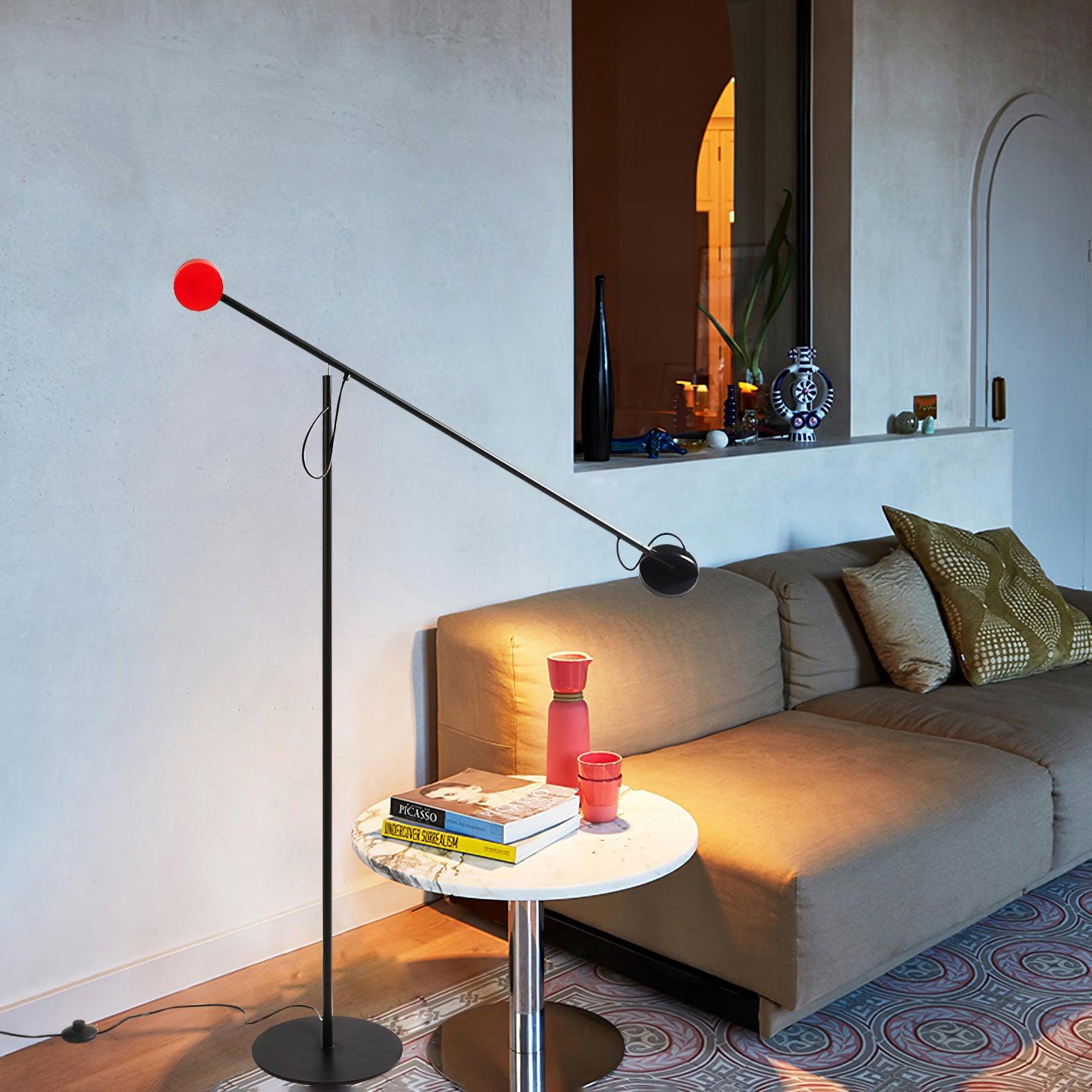 Precision Movement Adjustable LED Floor Lamp Modern Ambient Standing Light in Black and Red