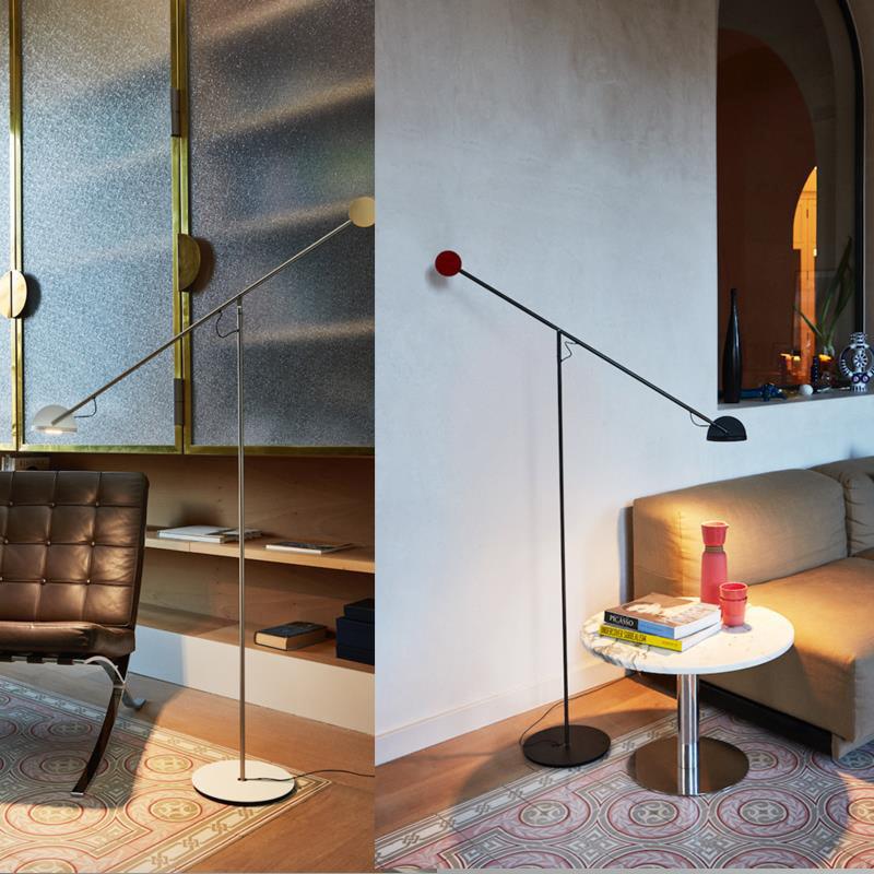 Precision Movement Adjustable LED Floor Lamp Modern Ambient Standing Light in Black and Red