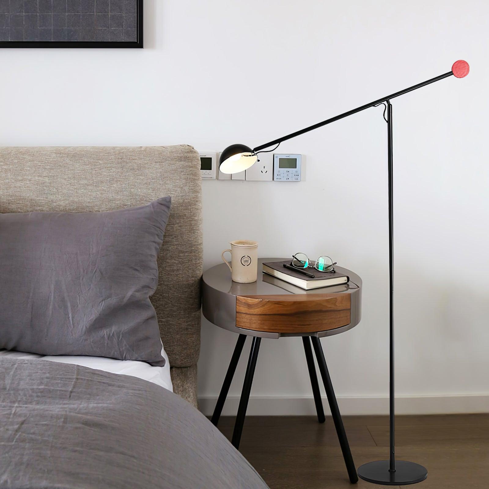 Precision Movement Adjustable LED Floor Lamp Modern Ambient Standing Light in Black and Red