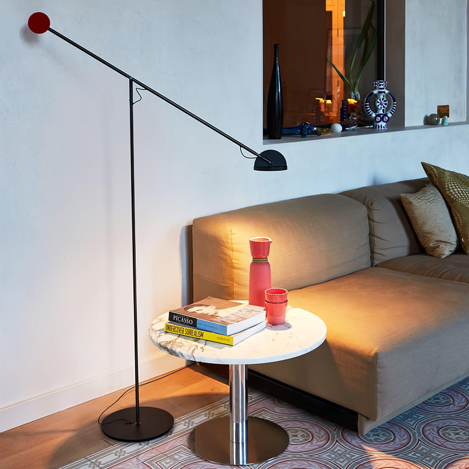 Precision Movement Adjustable LED Floor Lamp Modern Ambient Standing Light in Black and Red
