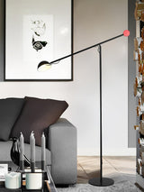 Precision Movement Adjustable LED Floor Lamp Modern Ambient Standing Light in Black and Red