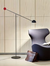 Precision Movement Adjustable LED Floor Lamp Modern Ambient Standing Light in Black and Red