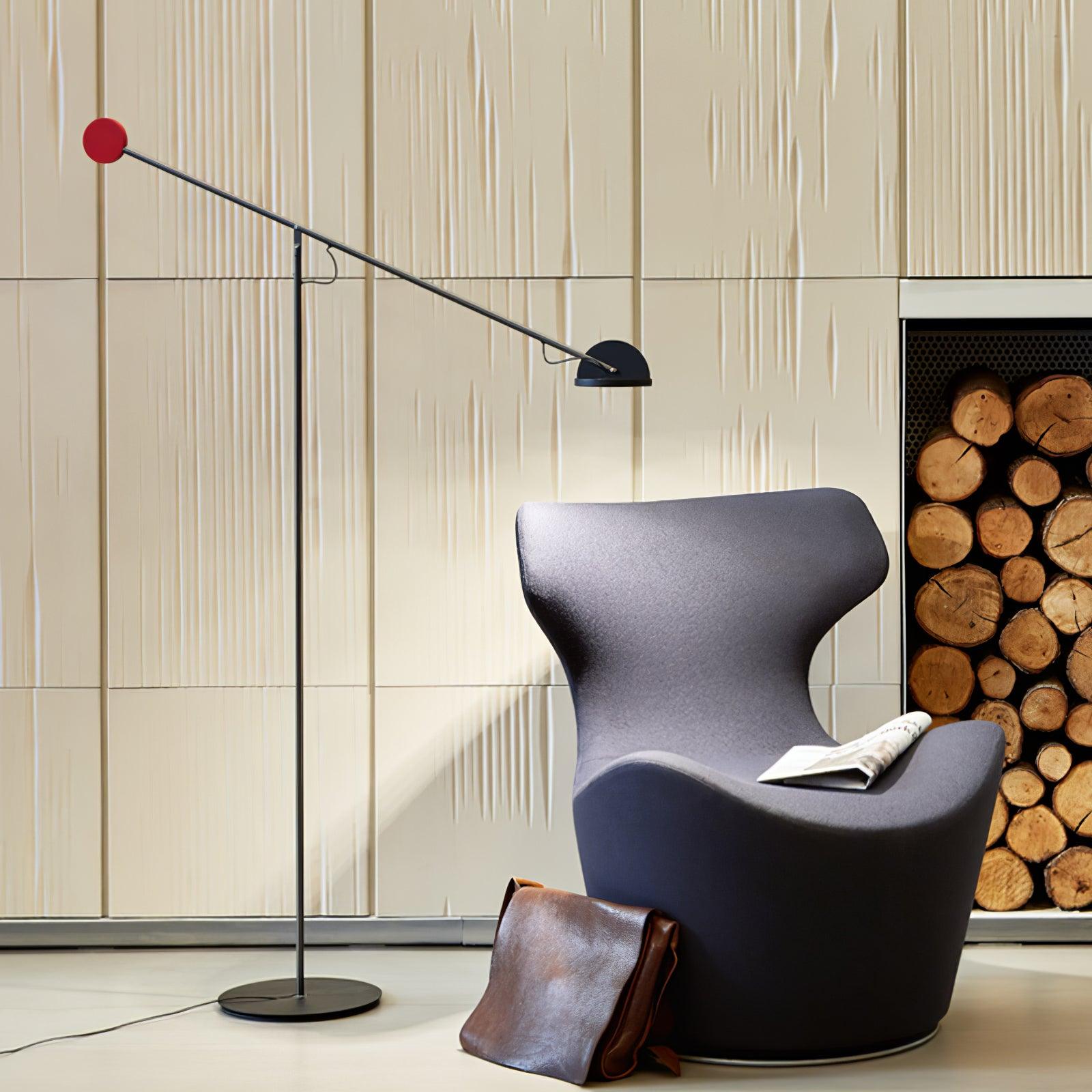 Precision Movement Adjustable LED Floor Lamp Modern Ambient Standing Light in Black and Red