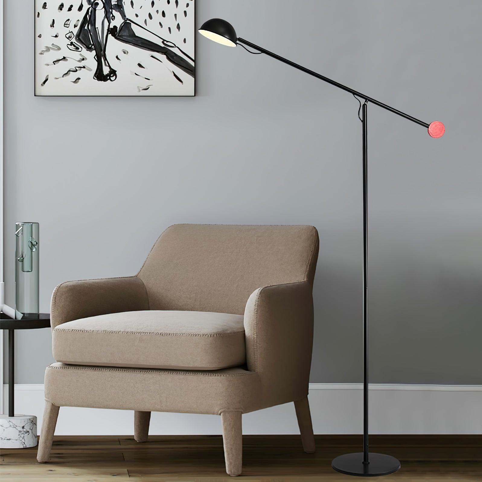 Precision Movement Adjustable LED Floor Lamp Modern Ambient Standing Light in Black and Red