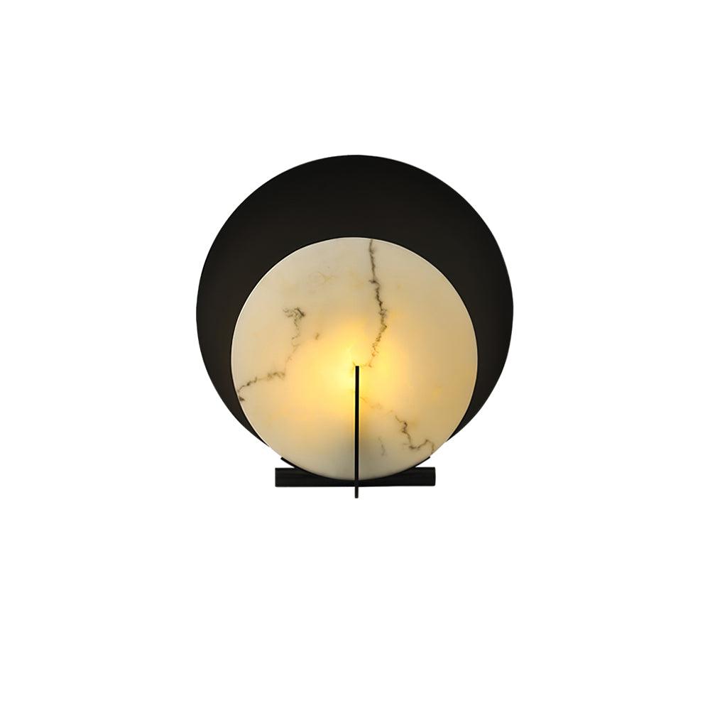 Asteria Alabaster Table Lamp Modern Black Metal Desk Light with Natural Stone Discs