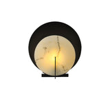 Asteria Alabaster Table Lamp Modern Black Metal Desk Light with Natural Stone Discs