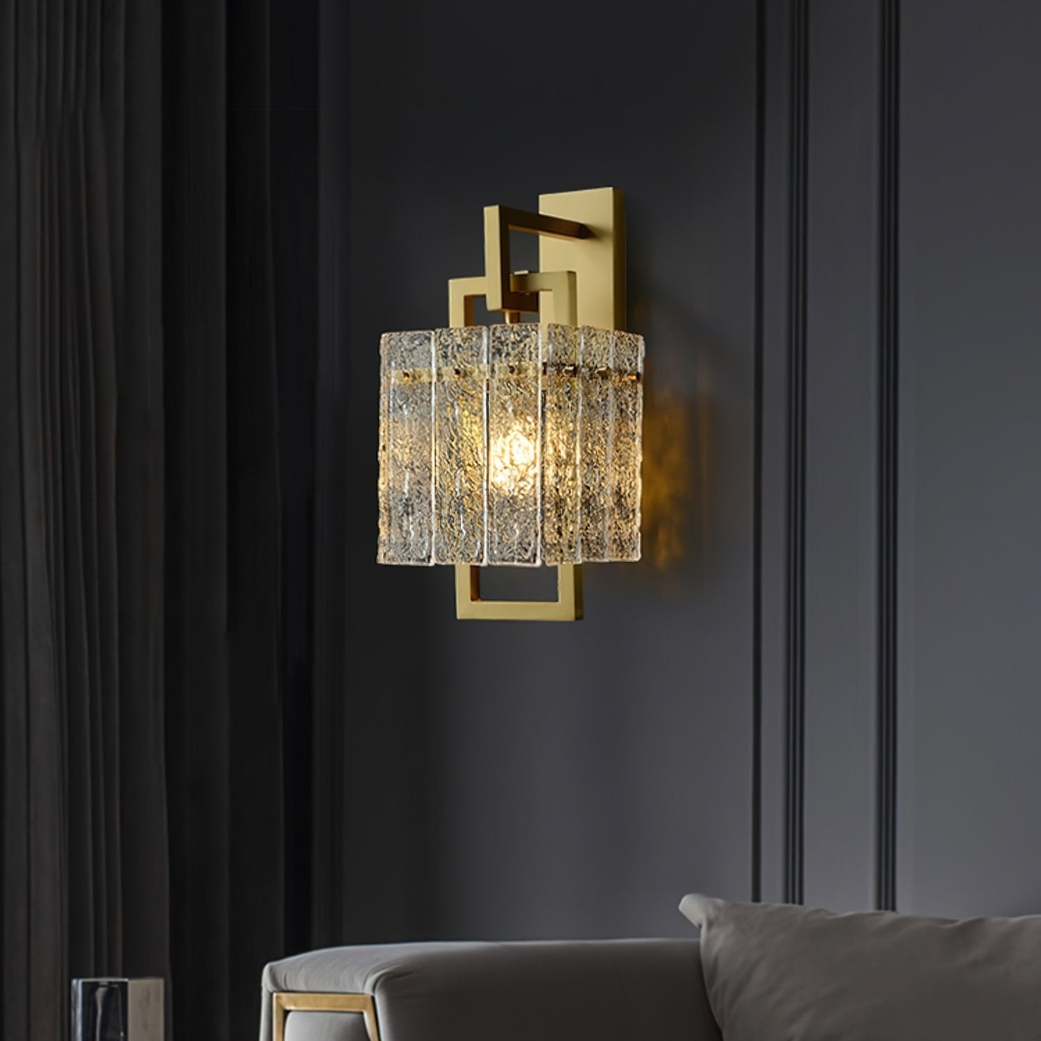 geometric-brass-wall-light-with-corrugated-glass-shade-for-modern-indoor-home-decor