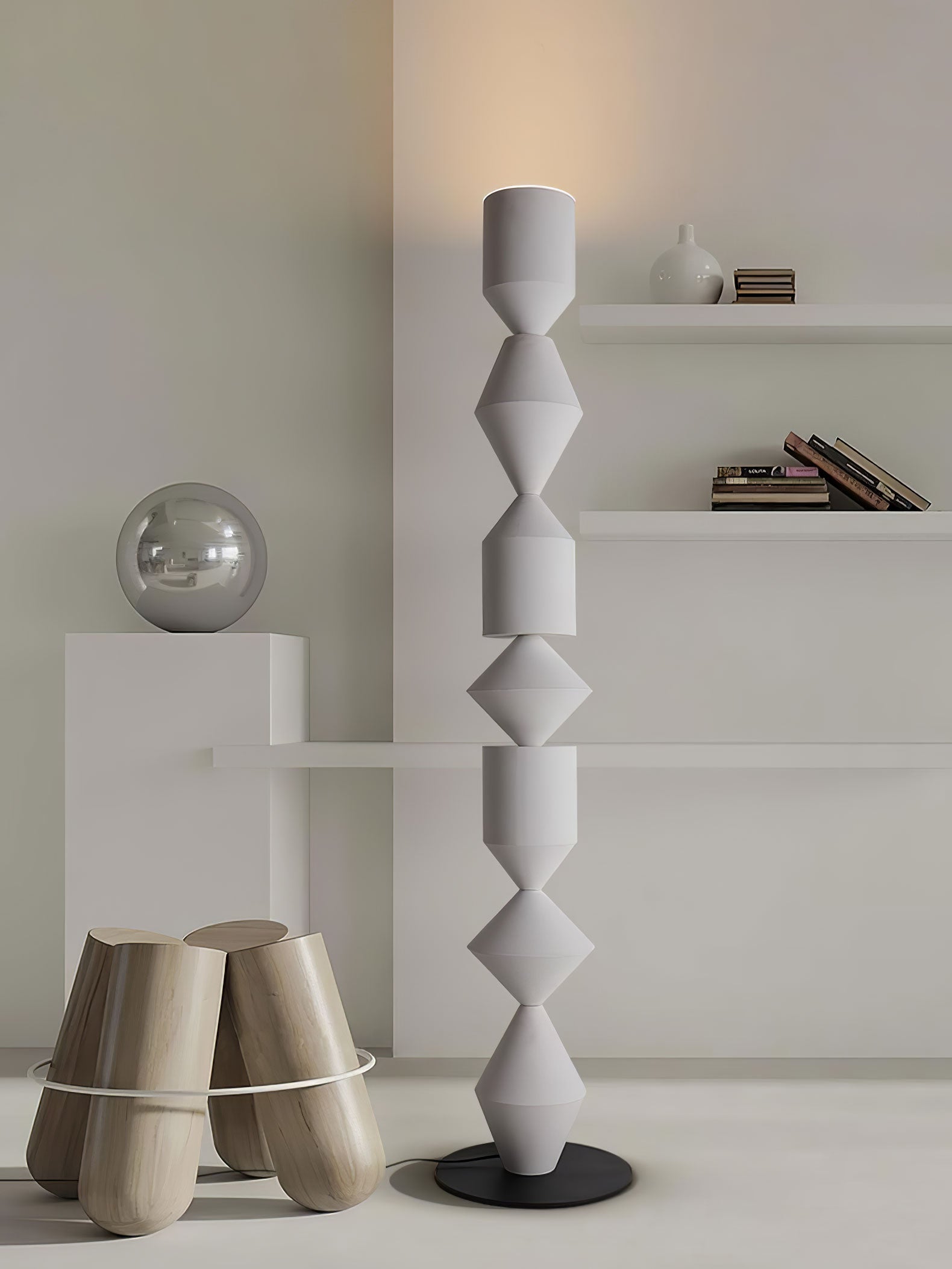 Modern Costantina Geometric Tower Floor Lamp with Diamond LED Segments
