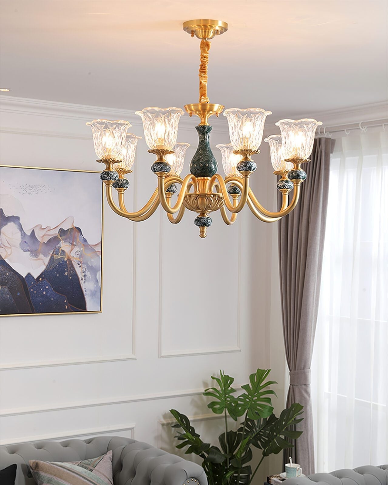 vintage-green-ceramic-and-brass-chandelier-luxury-copper-pendant-ceiling-light