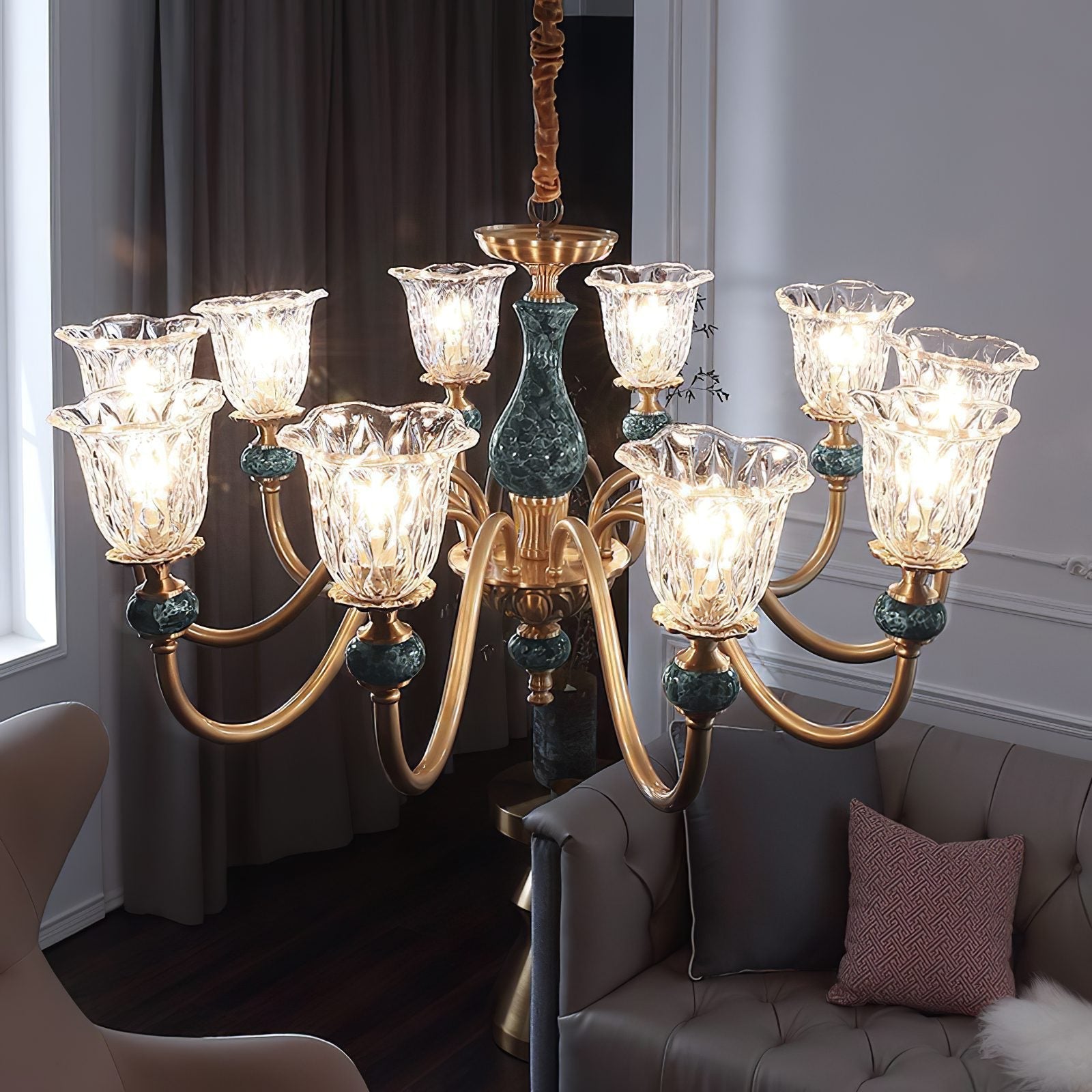 vintage-green-ceramic-and-brass-chandelier-luxury-copper-pendant-ceiling-light