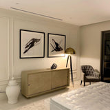 mid-century-modern-tripod-floor-lamp-with-dome-gold-metal-shade-and-black-legs