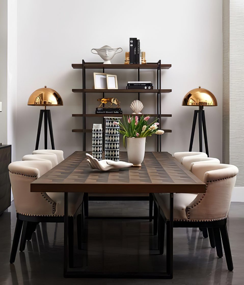 mid-century-modern-tripod-floor-lamp-with-dome-gold-metal-shade-and-black-legs