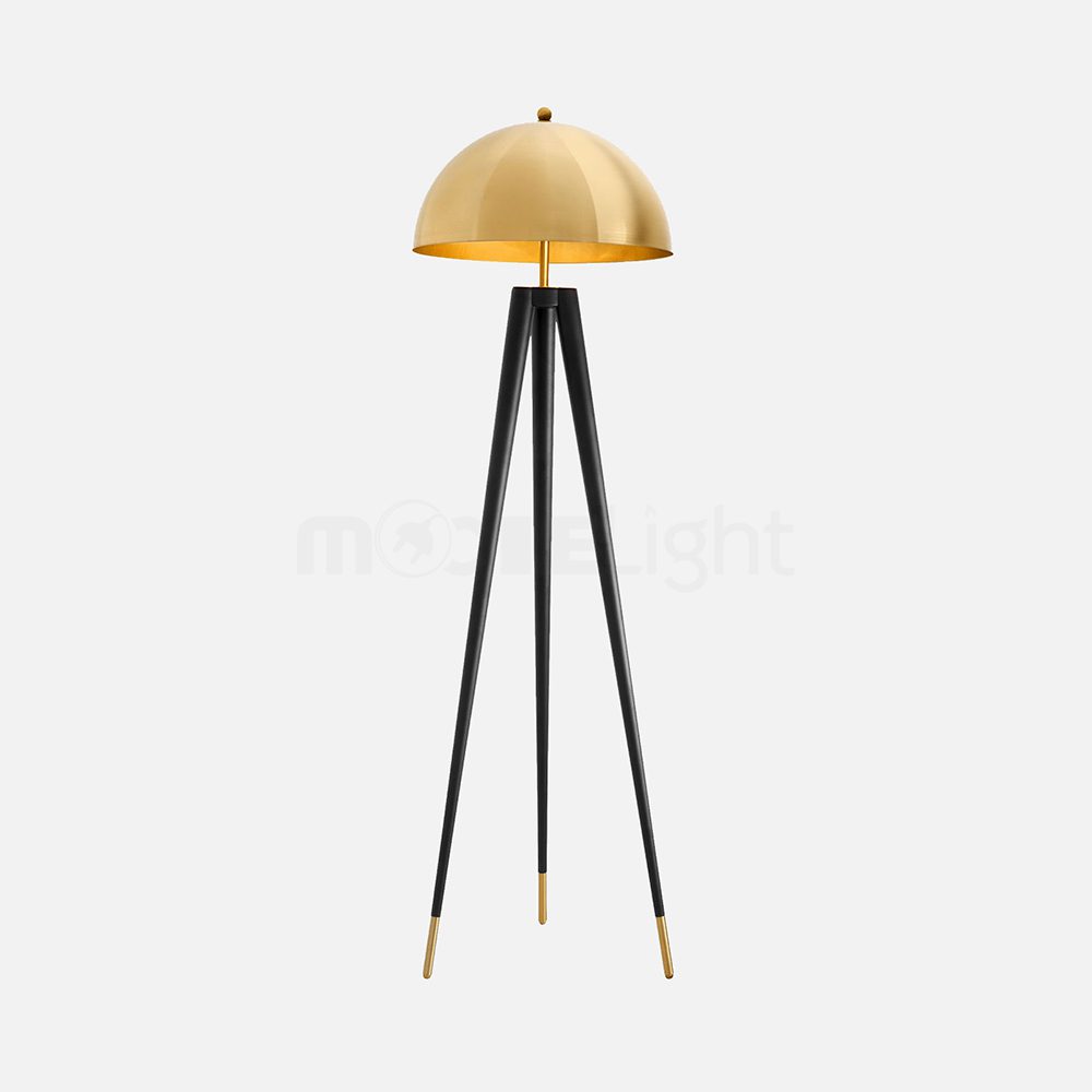 mid-century-modern-tripod-floor-lamp-with-dome-gold-metal-shade-and-black-legs