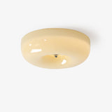 Cream Pudding Round Glass Ceiling Lamp Modern Minimalist LED Flush Mount Lighting Fixture
