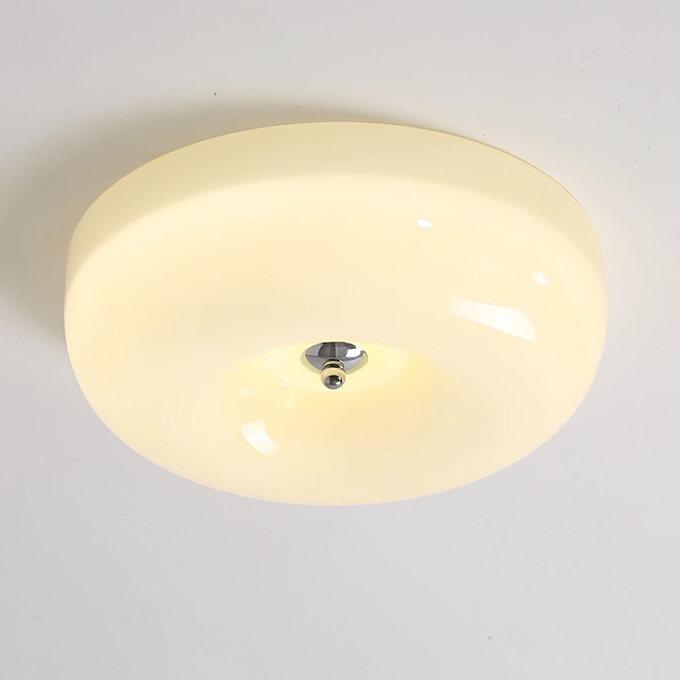 Cream Pudding Round Glass Ceiling Lamp Modern Minimalist LED Flush Mount Lighting Fixture