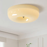 Cream Pudding Round Glass Ceiling Lamp Modern Minimalist LED Flush Mount Lighting Fixture