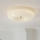 Cream Pudding Round Glass Ceiling Lamp Modern Minimalist LED Flush Mount Lighting Fixture