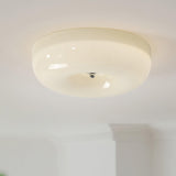 Cream Pudding Round Glass Ceiling Lamp Modern Minimalist LED Flush Mount Lighting Fixture