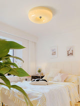 Cream Pudding Round Glass Ceiling Lamp Modern Minimalist LED Flush Mount Lighting Fixture
