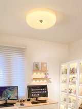 Cream Pudding Round Glass Ceiling Lamp Modern Minimalist LED Flush Mount Lighting Fixture