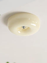 Cream Pudding Round Glass Ceiling Lamp Modern Minimalist LED Flush Mount Lighting Fixture