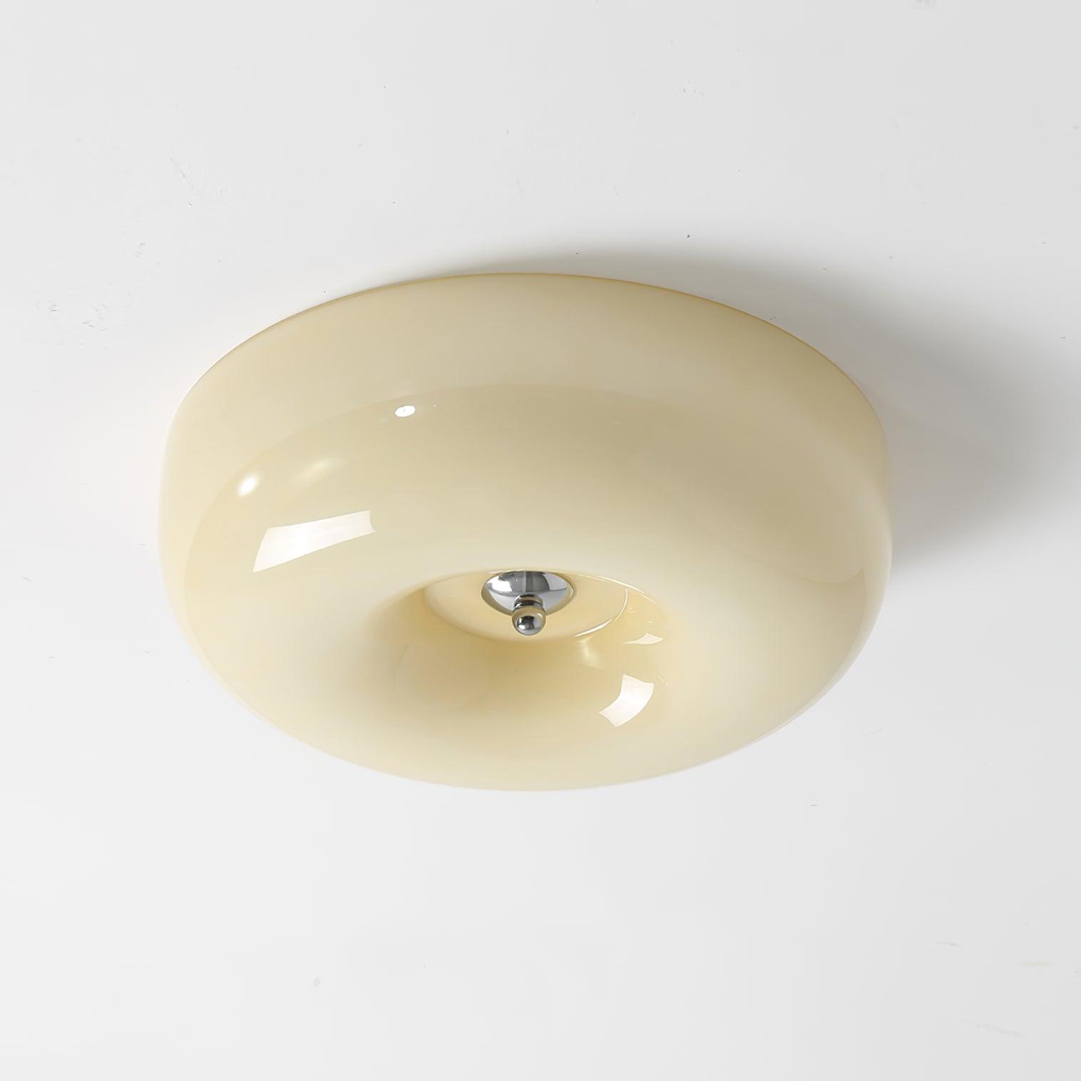 Cream Pudding Round Glass Ceiling Lamp Modern Minimalist LED Flush Mount Lighting Fixture