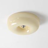 Cream Pudding Round Glass Ceiling Lamp Modern Minimalist LED Flush Mount Lighting Fixture
