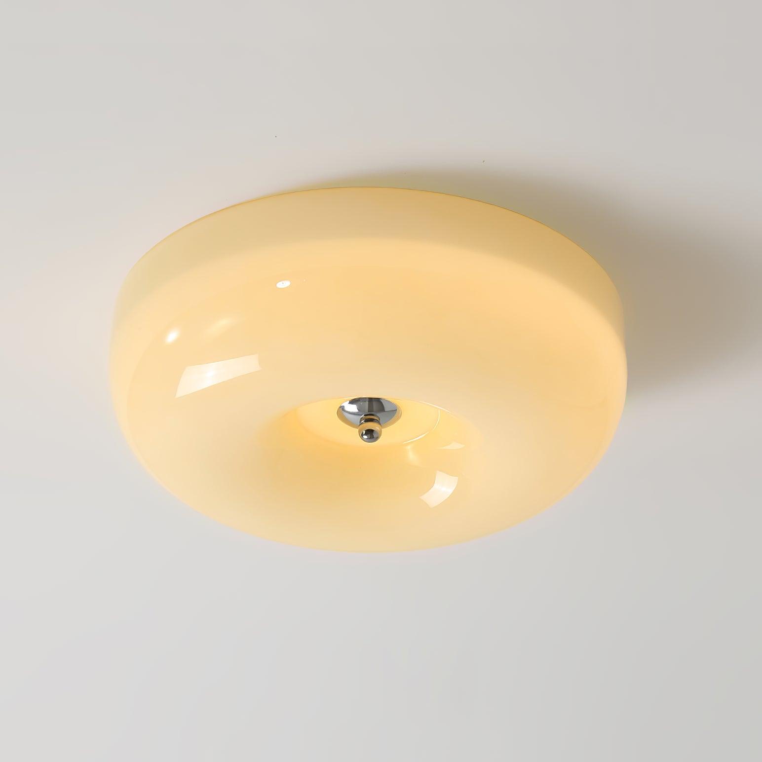 Cream Pudding Round Glass Ceiling Lamp Modern Minimalist LED Flush Mount Lighting Fixture