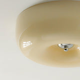 Cream Pudding Round Glass Ceiling Lamp Modern Minimalist LED Flush Mount Lighting Fixture