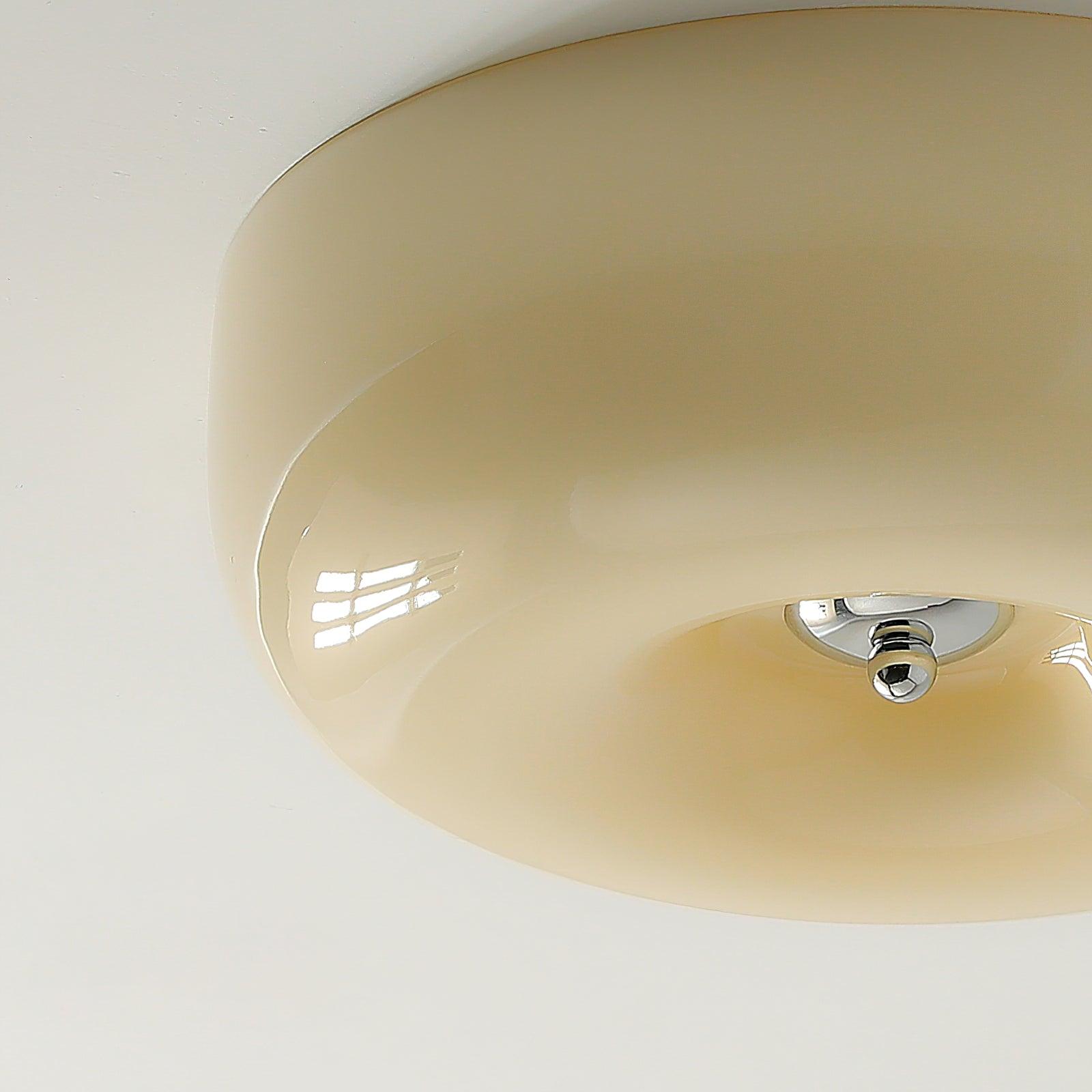 Cream Pudding Round Glass Ceiling Lamp Modern Minimalist LED Flush Mount Lighting Fixture