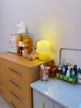 Creamy Mushroom Pleated Glass Table Lamp for Bedroom and Living Room Accent Lighting