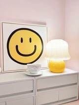 Creamy Mushroom Pleated Glass Table Lamp for Bedroom and Living Room Accent Lighting