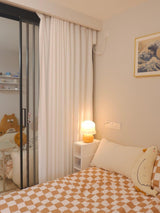 Creamy Mushroom Pleated Glass Table Lamp for Bedroom and Living Room Accent Lighting
