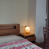 Creamy Mushroom Pleated Glass Table Lamp for Bedroom and Living Room Accent Lighting