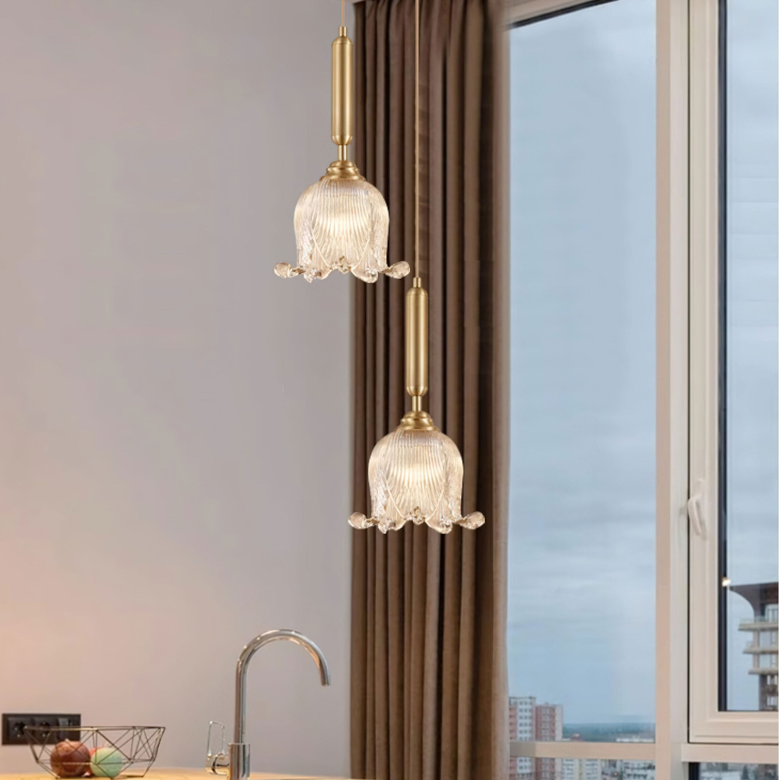 modern-brass-floral-pendant-light-with-clear-crystal-glass-shade-for-dining-areas