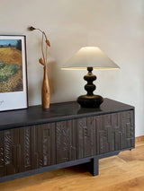Modern Creative Gourd Table Lamp Ash Wood Nightstand Light for Bedroom and Living Room